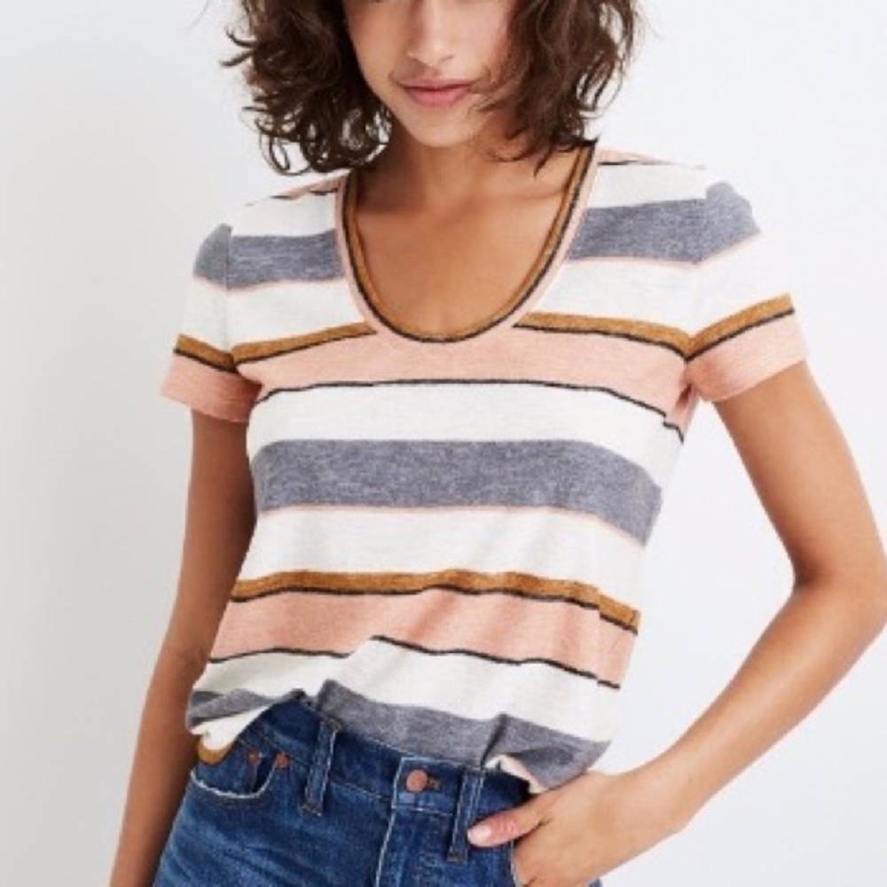Madewell Alto scoop tee in Eller Stripe Small